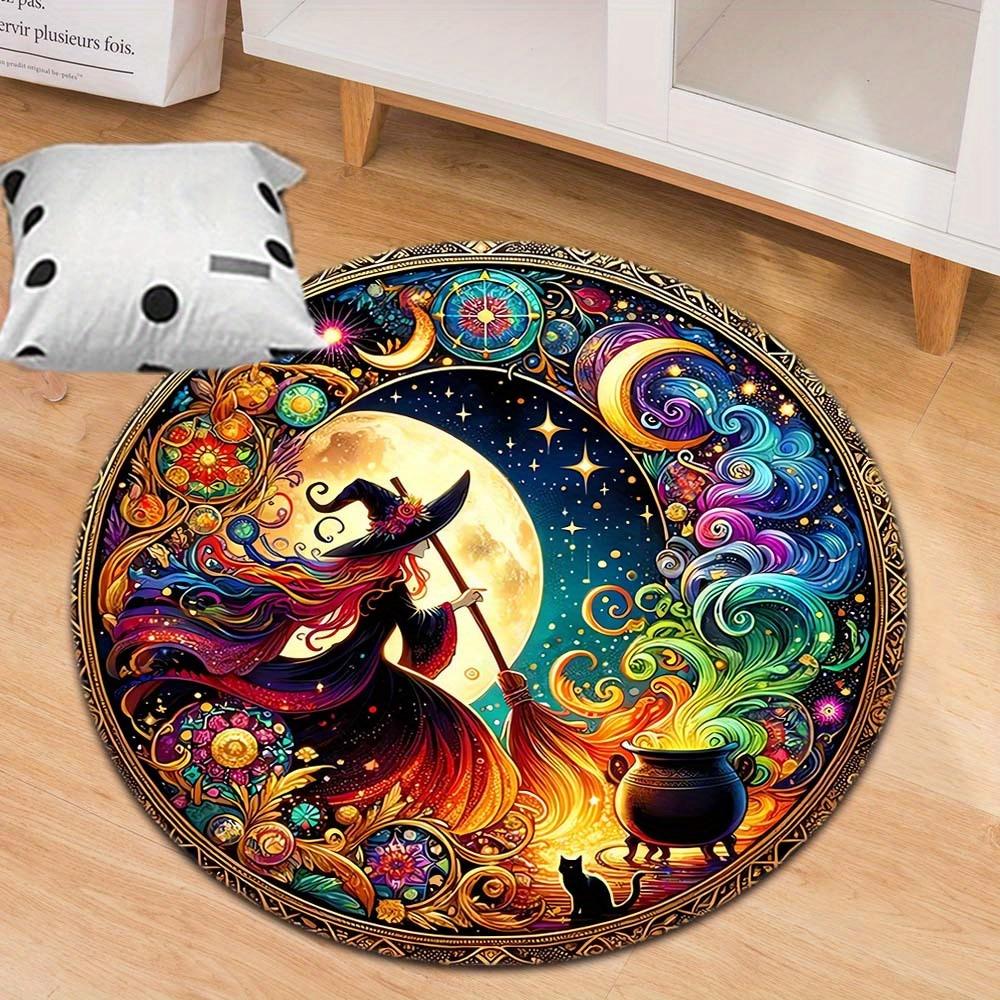 Flannel Enchanting Witches' Brew Round Carpet: Perfect for Home Decoration - Office Chair Pads, Living Room, Bedroom, and More
