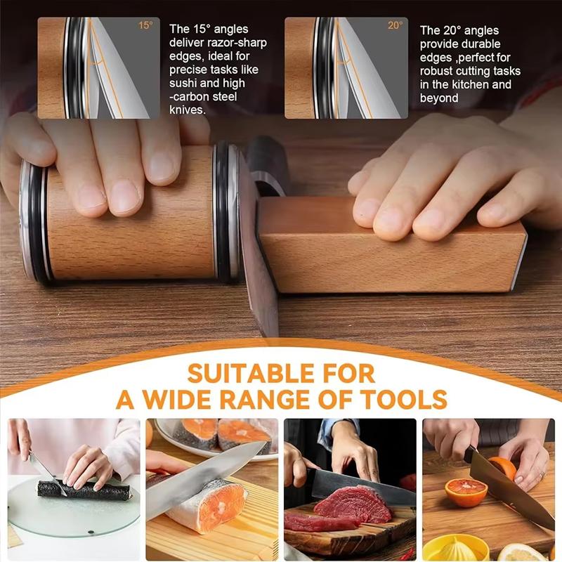 Portable Knife Sharpener Magnetic Knife Holder Diamond Sharpening Stone Kit 15 and 20 Degrees Angle Roller Kitchen Accessory