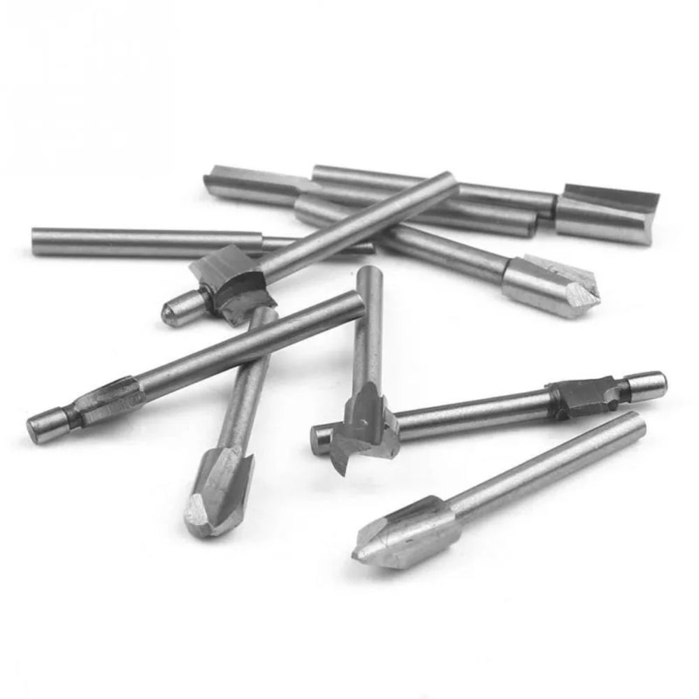 10 szt. Frezy HSS do drewna Frezowanie Pasują do zestawu narzędzi obrotowych Dremel trzpień 1/8" 3mm Frezy stolarskie do narzędzi obrotowych DIY