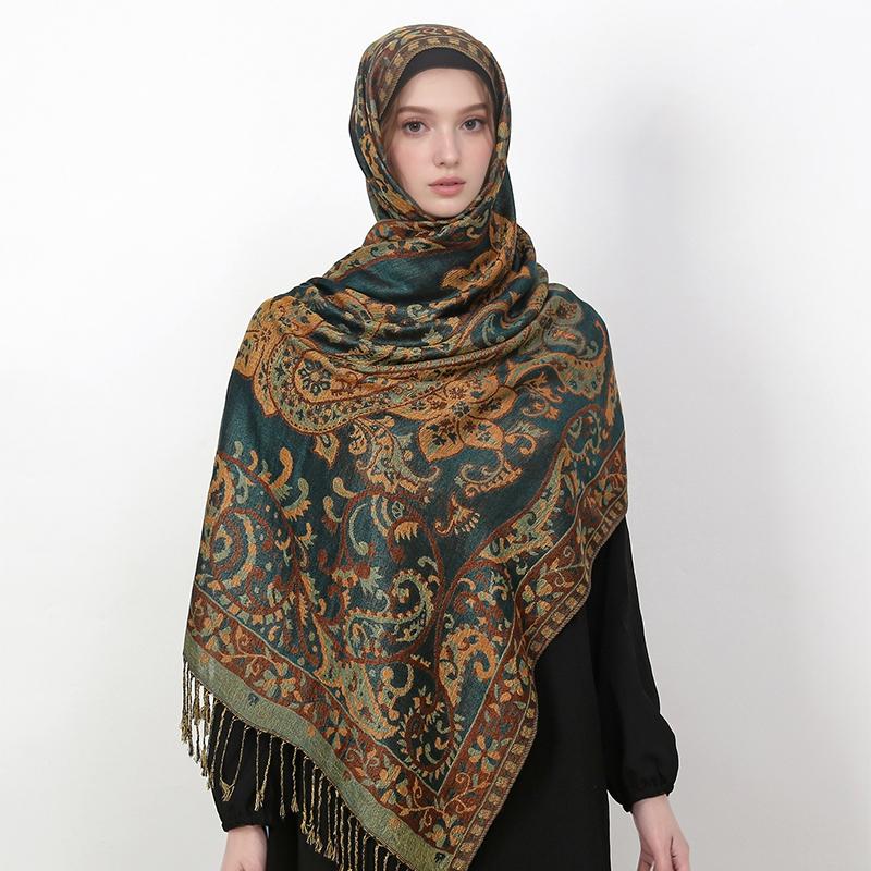 Pashmina Scarf Shawl Wrap Paisley Jacquard Stoles Vintage Cashew Scarves Printed Cotton Tippet Sunscreen Hijab