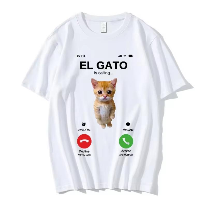 

Creative Humor Sad Crying Cat Printed Pure Cotton T-shirt Men and Women with The Same Round Neck Cotton Short-sleeved T-shirt S
