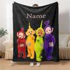 Teletubbies Friends Themed Flannel Blanket Personalized Name Soft Warm And Versatile For Sofa Bed Office And Travel Machine Washable Comfortable In