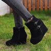 Hoge Hak Laarzen Vrouwen Enkel Wedges Dames Schoenen Nep Rits Gesp