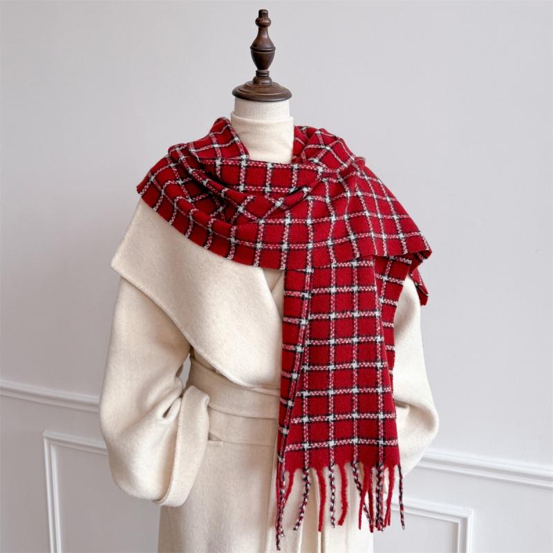 Luxury Winter Plaid Scarf for Women Men British Style Cashmere Scarves With Tassel  Christmas Female Winter Warm Clothing