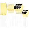 24 Pcs Black Tableware Stainless Steel Cutlery Set Forks Knives Spoons Kitchen Dinner Set Fork Spoon Knife Gold Dinnerware Set