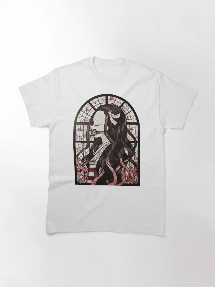 Anime Stained Glass Blood Demon Nezuko Cute Demon Slayer Basic T Shirt S