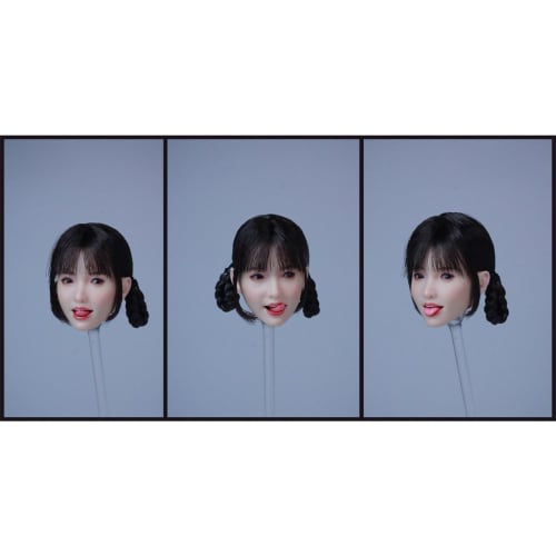 HiPlay Z6TOYS 1/6 Asian Female Head Sculpt with Movable Eyes (ZC017A) for Dolls, Hair Rooted, Pre-painted