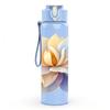 1PC Light Purple Lotus Flower Bloom 750ml Color Plastic Sports Water Bottle Leakproof Flip Straw Lid For Sports Office Home Use