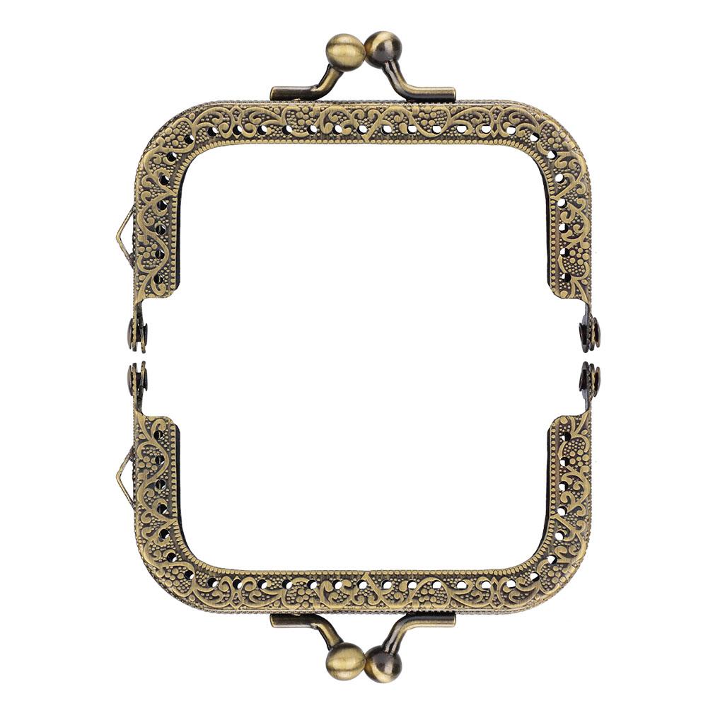 

2 шт. DIY ручка для сумки зеленая бронзовая квадратная рамка для кошелька тисненая металлическая ручка для сумки (8.5cm)