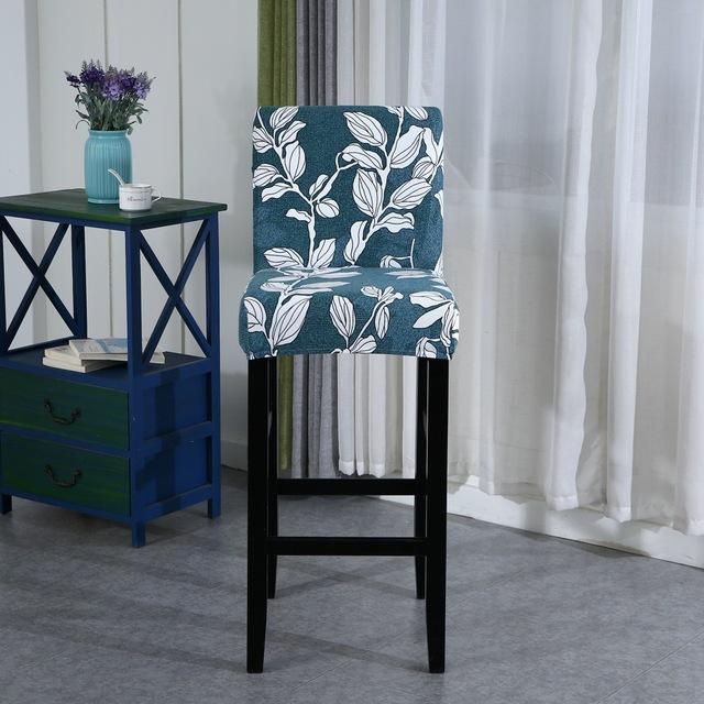Elastic Short Chair Furniture Cover Spandex Fabric Printed Bar Stool Seat Covers Chair Protector Slipcovers For Cafe Dining Space Kitchen Washable