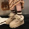 Fur Flats Ankle Suede Platform Snow Women Boots Brand Plush Cotton Shoes Casual Sneakers Winter 2025 Trend Warm Cozy Botas Mujer