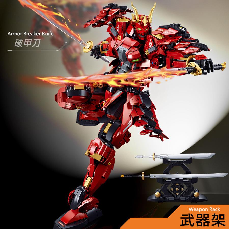 Non-Toxic Cool Mech Model Soldier Assembly Building Block Set Robot Model Samurai Action Figure Children Toy Bithday Gifts Trend Decorations