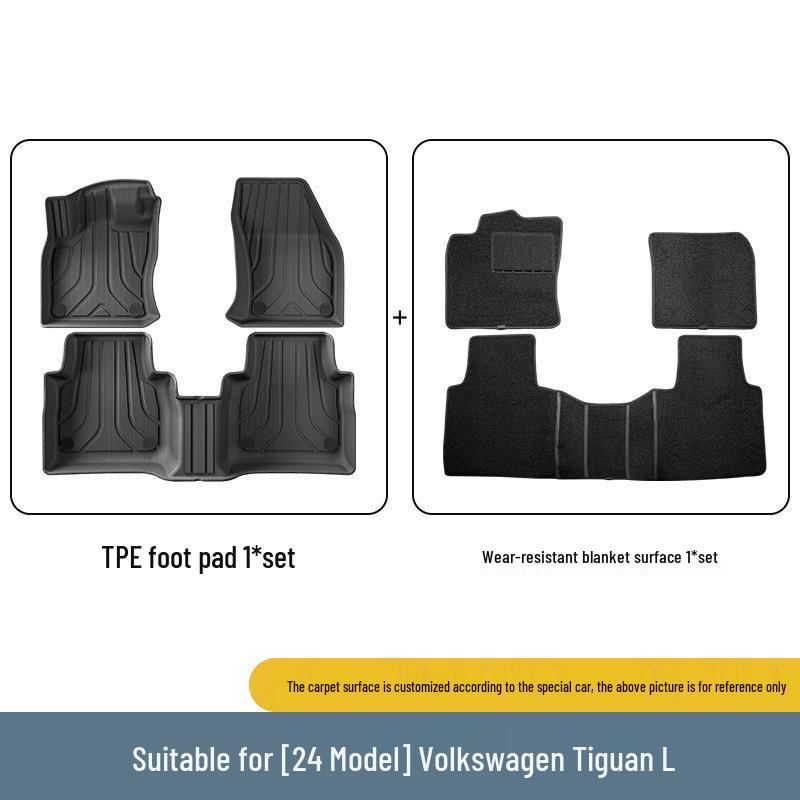 Ekologiczny zestaw dywaników podłogowych z TPE do Volkswagen Tiguan L/L Pro 2024 - Zawiera dywanik do bagażnika i na oparcia