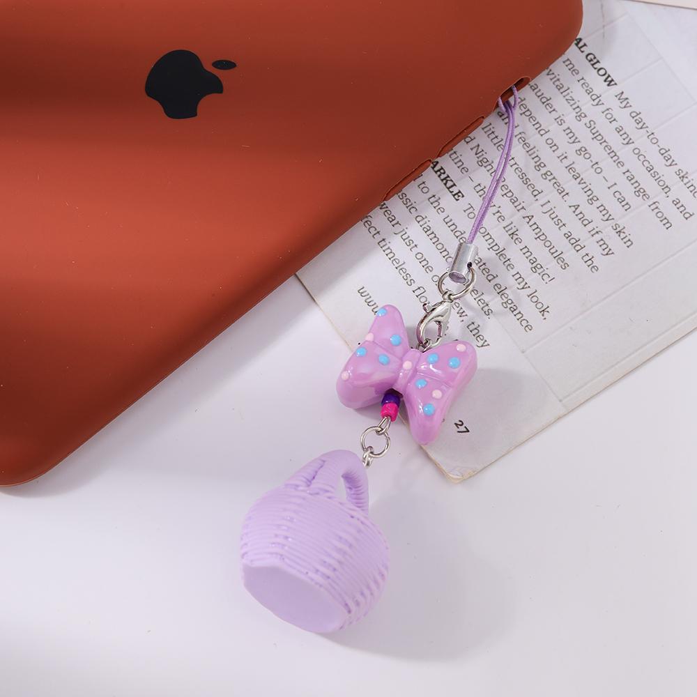 Pěkný 3D simulační košík Klíčenka Mašlička Kroužek na klíče pro ženy Dívky Přívěsky na kabelku DIY Klíčenka Šperky Dárky