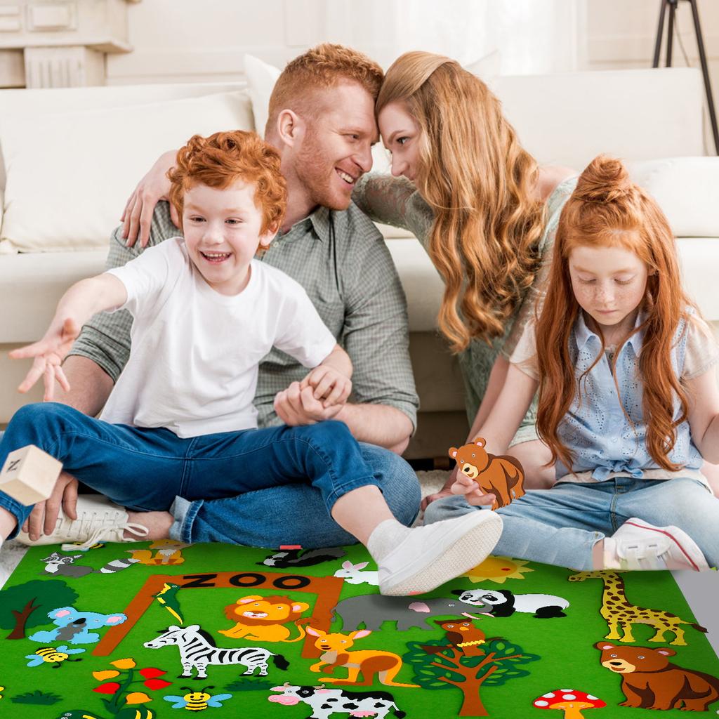 Farm Animals Felt Story Board Set Child Learning Interactive Play Storybook Wall Hanging Decor Puzzle Toys Kids Christmas Gifts