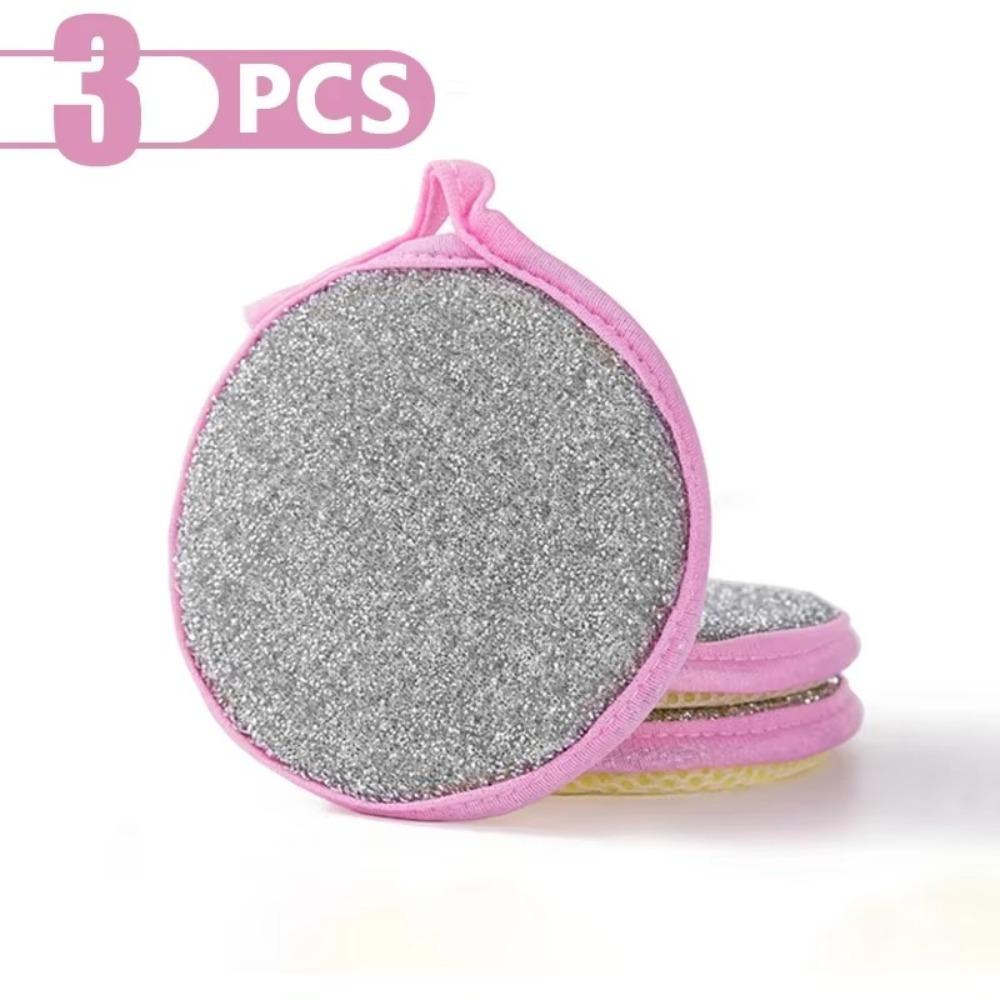 

3/5/10PCS Double-sided Kitchen Dishwashing Sponge Reusable Oil-free Dishwashing Cloth pink 3pcs