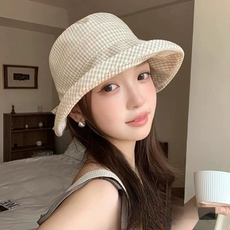

Женская клетчатая панама летняя с защитой лица, дышащая солнцезащитная шляпа one size хаки