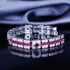 Fashion Red Ruby Bracelet for Women Simulated Gemstone Jewelry Rose Diamond Bangle