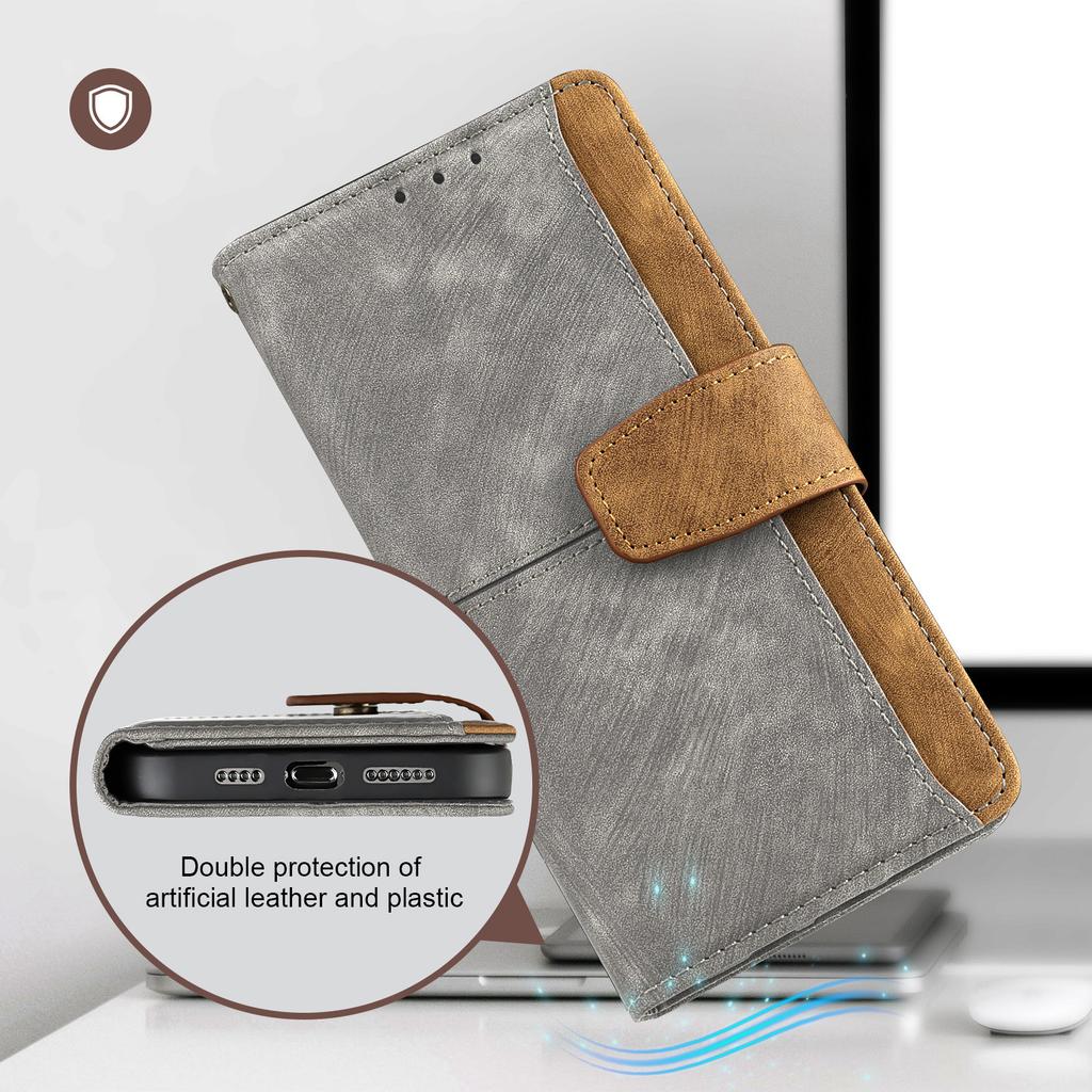 Lichicase Contrast Color Leather Mart Phone Case for Redmi Note 15 15 Pro 15 Pro+ Flip Holder Back Cover