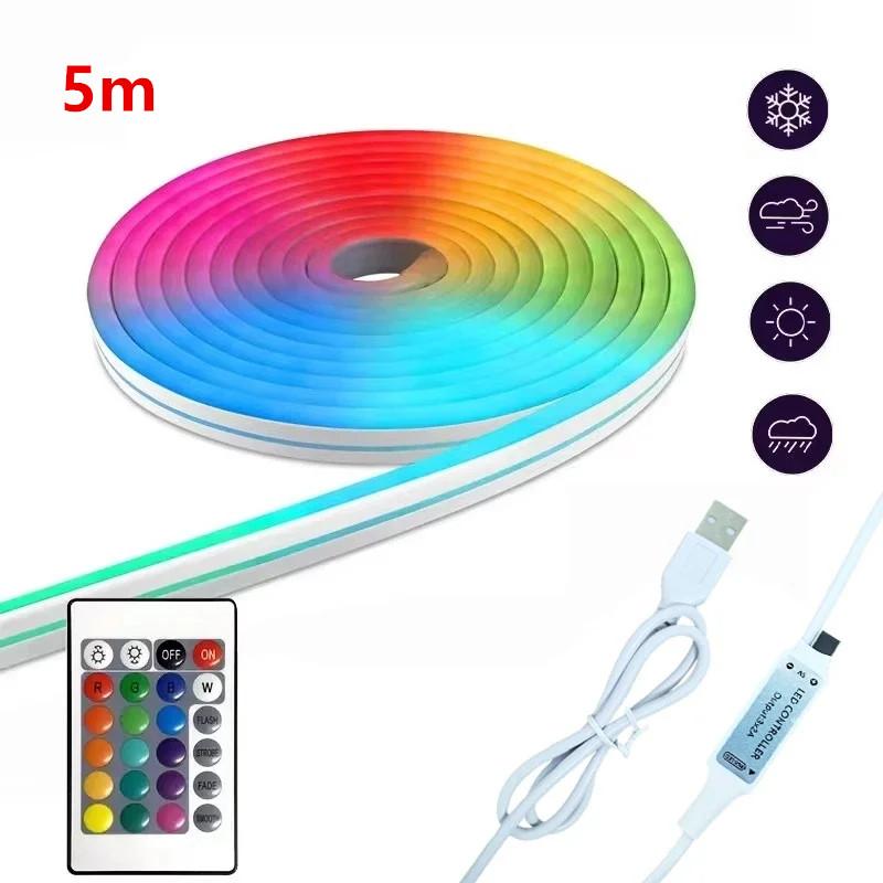 Smart Neon Rope Light USB RGB LED Strip Lights APP Remote Control Color Changing Flexible Music Sync for Gaming Room Party Decor