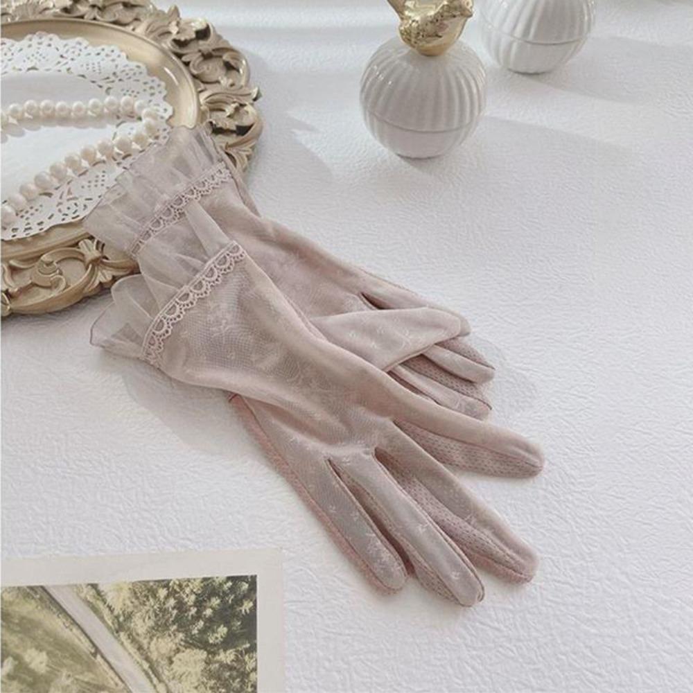 Breathable Touch Screen Gloves Lace Thin Anti Slip Women Mittens UV Protection Sun Protection Cycling Driving Riding Glove