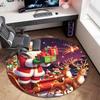 Cute Christmas Day Gift Bell Santa Claus Snowman Christmas Tree round rug Home Soft Decorative Anti slip Chair Mat Carpet Outdoor Floor Mat Carpet 95