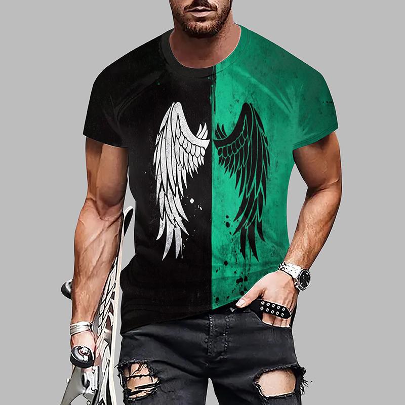 Новая летняя мужская модная футболка с принтом «Размахивающие крылья», мужская футболка, топ 8XL дубильная кора