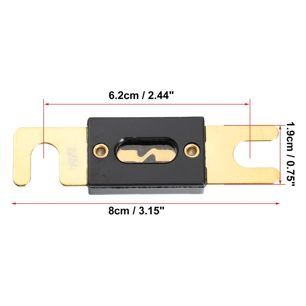 X AUTOHAUX ANL Fuse Gold Tone Plated 225A Universal Inverter for Auto Vehicle Truck Audio 9pcs