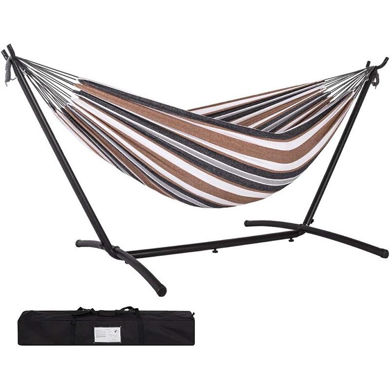 Brazilian Cotton Hammock with Stand, Portable Bag, Indoor/Outdoor, 500lb Capacity