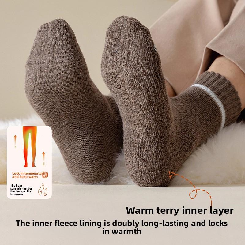 Wool Socks for Men, Mid-calf Socks, Warm and Anti-pilling Floor Socks