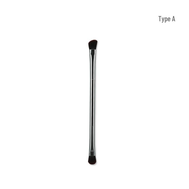 Przenośny srebrny dwustronny pędzel do cieni do powiek, korektora, eyelinera i brwi z miękkim włosiem