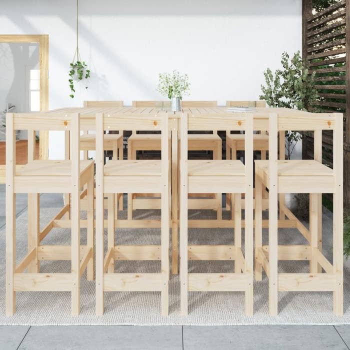 VidaXL 9-piece Garden Bar Set Solid Pine Wood, Bar Set, Furniture Set, Outdoor Bar Set, 3154770
