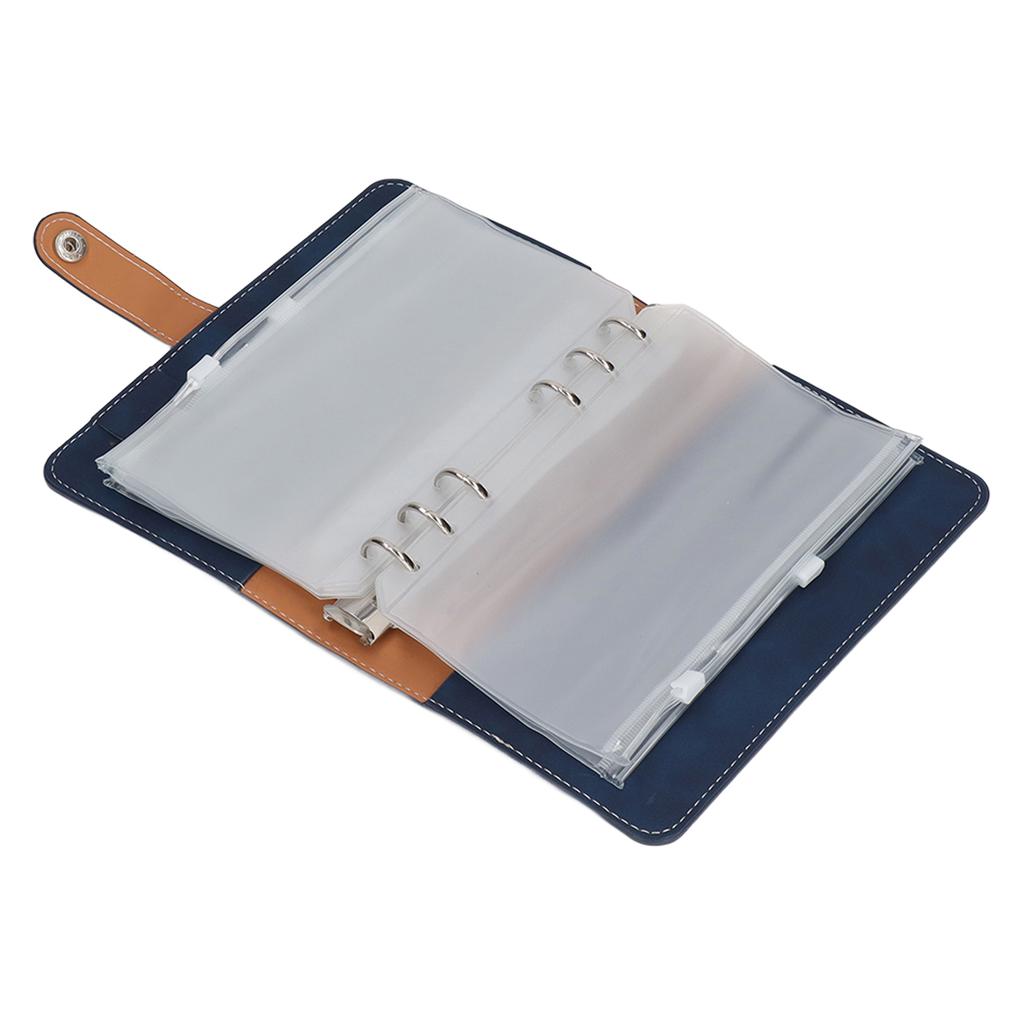 Cash     Portable Size PU Leather 6 Pre Punched Holes Budget   with 12 Clear Zip Pockets Small Labels