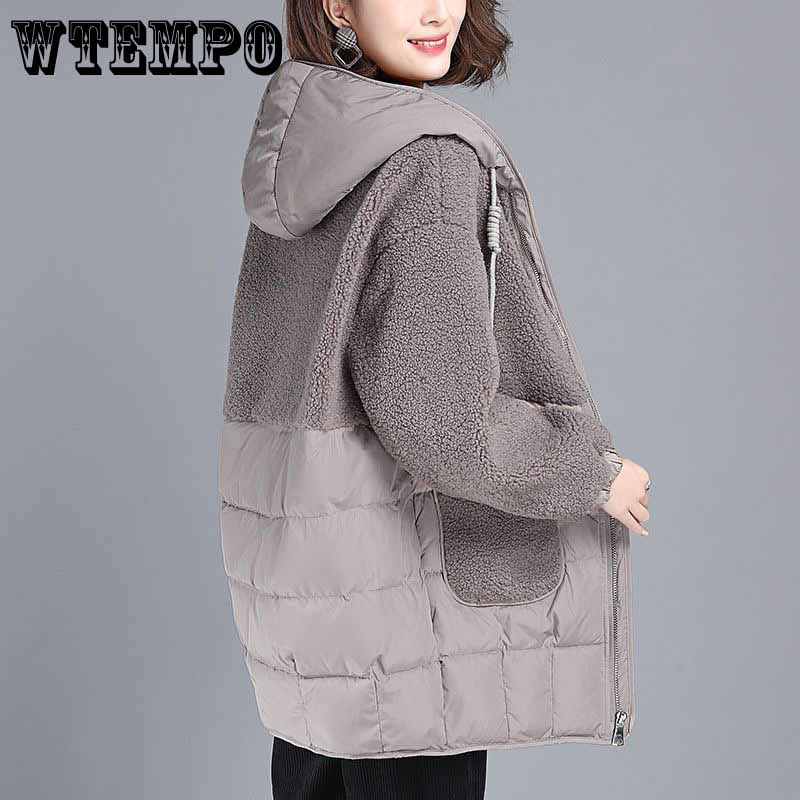

Пуховая хлопковая куртка женская зимняя свободная хлопковая куртка средней длины из овечьей шерсти большая хлопковая куртка утолщенное пальто