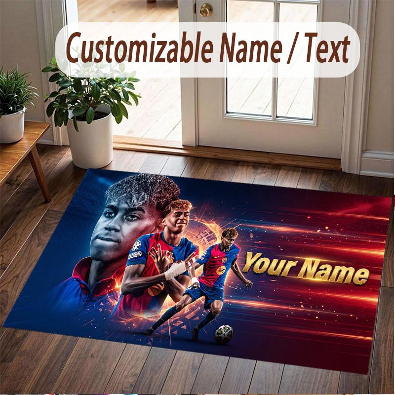 Custom Rug Lamine Yamal Pattern Print Name Text Soft Non‑Slip Floor Carpet for Home Indoor Decoration