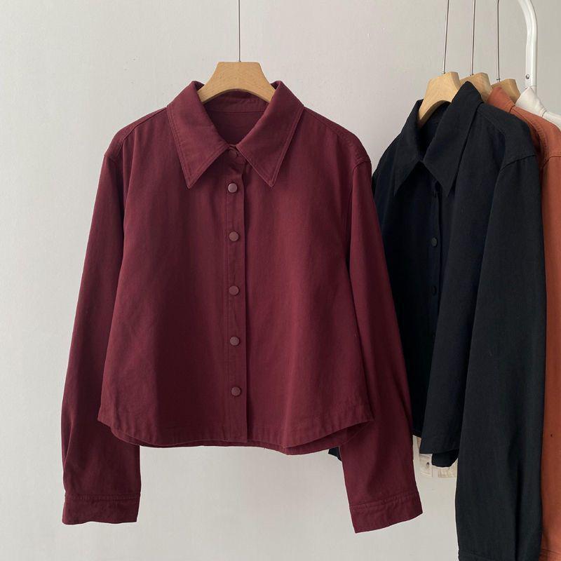 

Korean Style Thickened Long Sleeve Slimming Casual Shirt S (80-95 jin) off білий колір