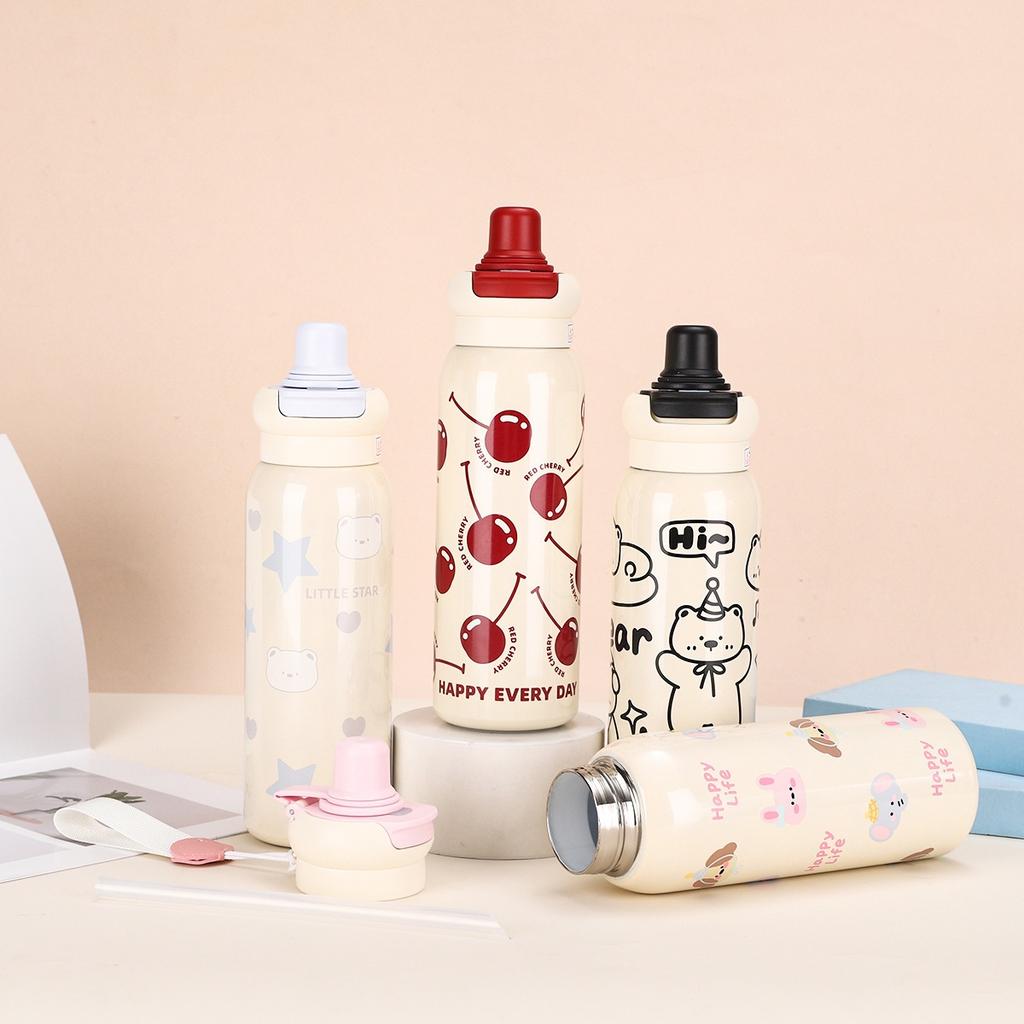 New Thermos Cup Girls Large Capacity High Appearance Level Straw Cup for Secondary School Special Double Drinking Pot