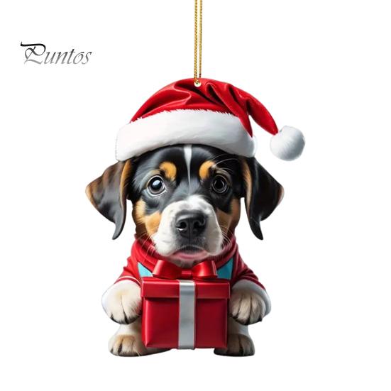 Christmas Ornament Vibrant Color Easy To Hang Cute Dog Car Hanging Pendant Xmas Tree Acrylic Pendant