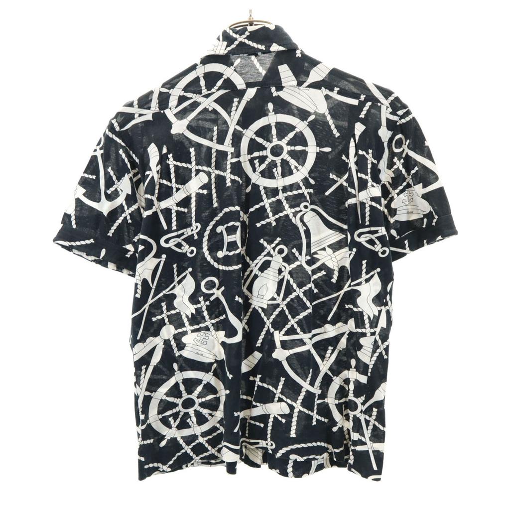 Celine 90s Made In Italy Old JCC Marine Pattern Short Sleeve Cotton Shirt Women Used