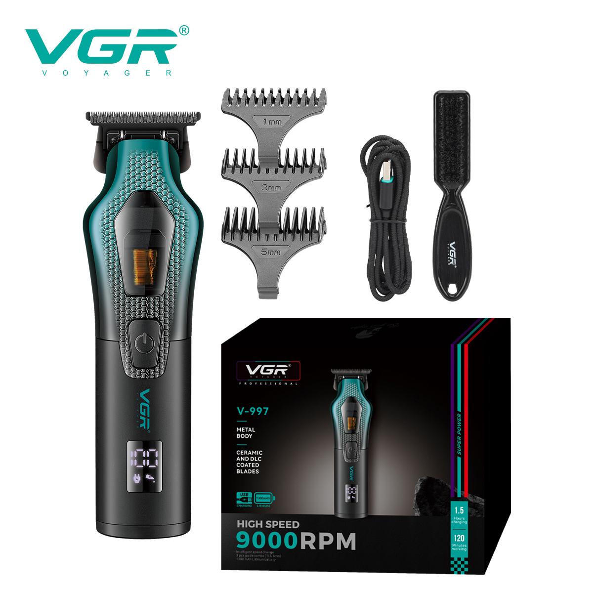 

VGR Electric Hair Clipper Men s Oil Head Carving Electric Push Gradually Changing Color Metal Body Hair Clipper V-997 Smart Digital Display LCD Shaver синий