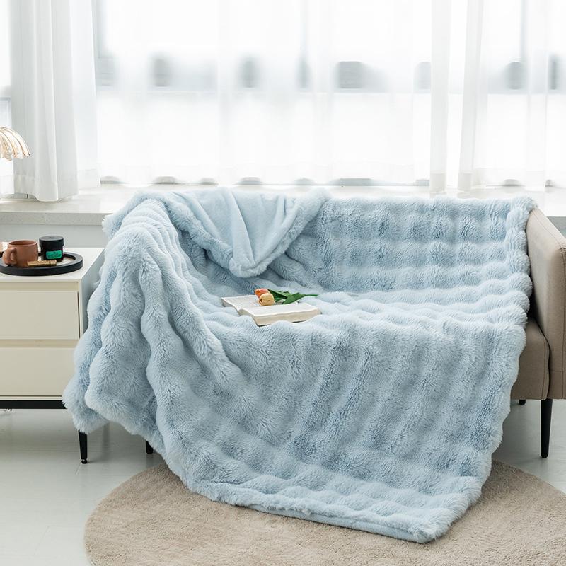 70x100cm Imitation Rabbit Plush Blanket Winter Warm Soft Throw Fur Blankets Comfortable Bed Sheet Sofa Nap Blanket High Quality