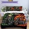 3PC Custom Name Skull Flames Motorcycle Art Bedding Set Duvet Cover Closure Includes 1 Duvet Cover & 2 Pillowcases for Bedroom