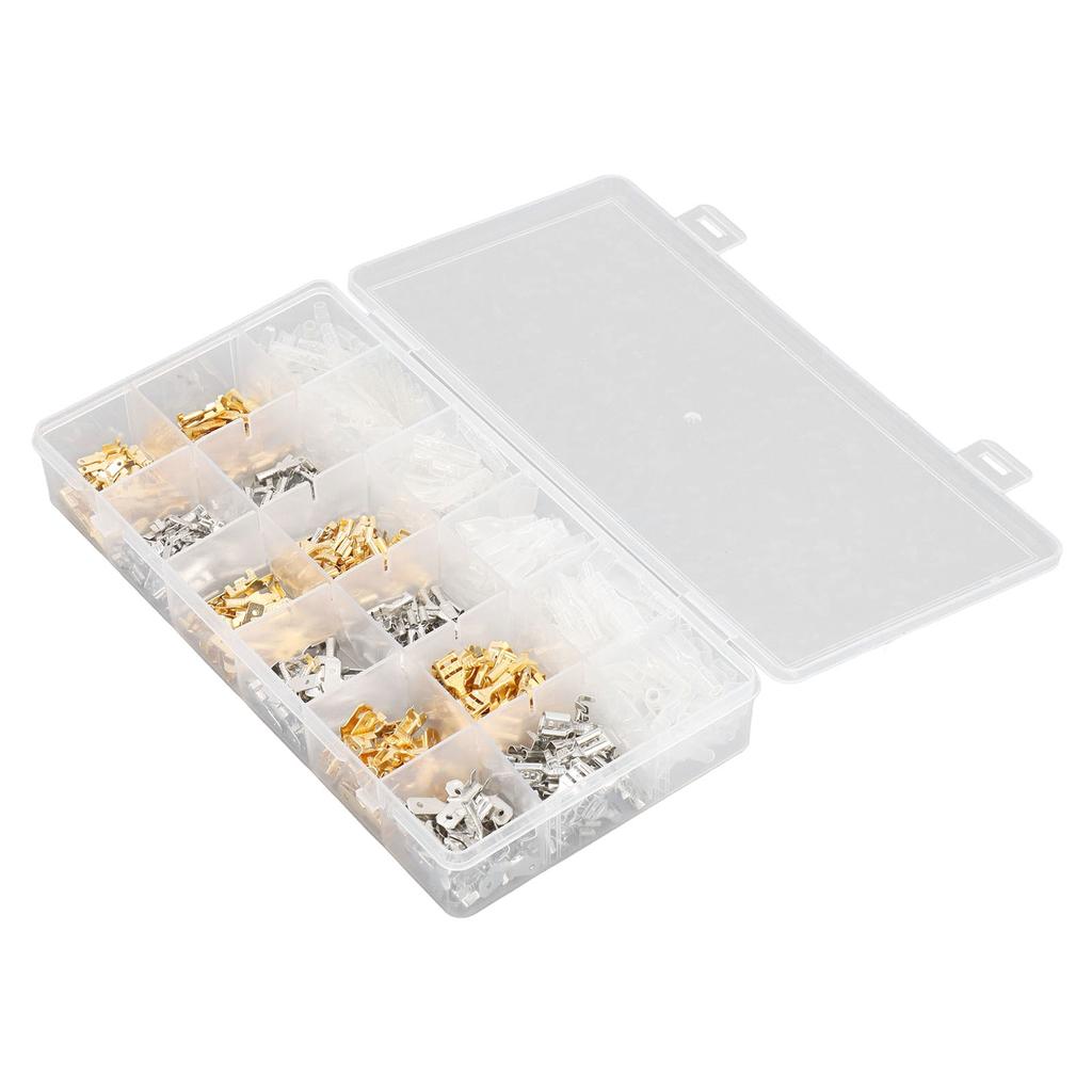 540Pcs Male Female Wire Spade Connector Crimp Terminal Block with Sleeve 2.8 4.8 6.3mm