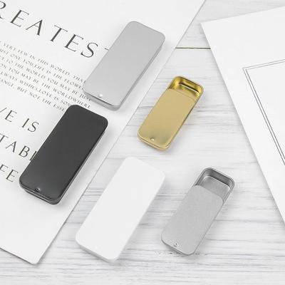 1 Stück Metall Rechteckig Leer Mini Blechdose Weißblech Schieben Süßigkeiten Pillendosen Behälter Glas mit Scharnier Kleine Organizer Aufbewahrungsbox