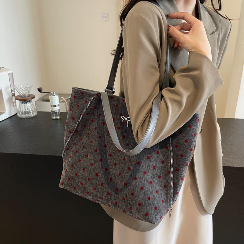Vintage Tragetasche Damen Dot Print Unterarmtasche Große Kapazität Umhängetasche Multifunktionaler Rucksack