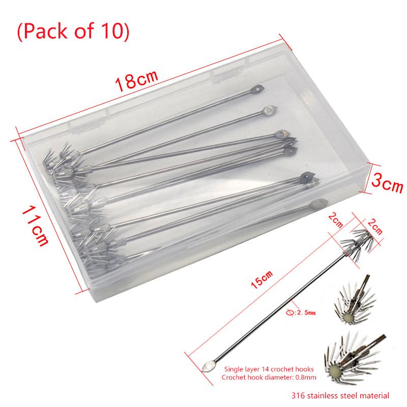 1/8/10/20Pcs/ Box Umbrella Hooks Live Bait Hooks Squid Blow Tubes Octopus Squid Hooks Stainless Steel Fishing Gear Accessories