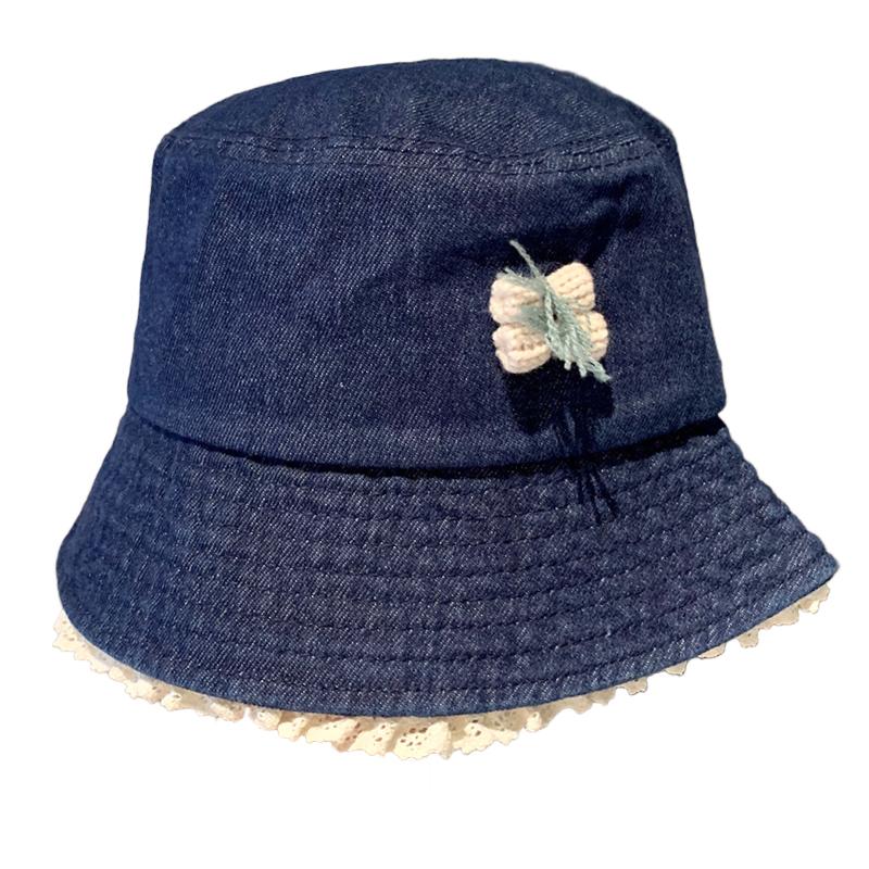 

1 шт., корейская ковбойская джинсовая шляпа от солнца с широкими полями и кружевной отделкой, шикарная солнцезащитная шляпа, утягивающая лицо, пляжная шляпа с защитой от ультрафиолета, лето 54-58 см 56-58cm