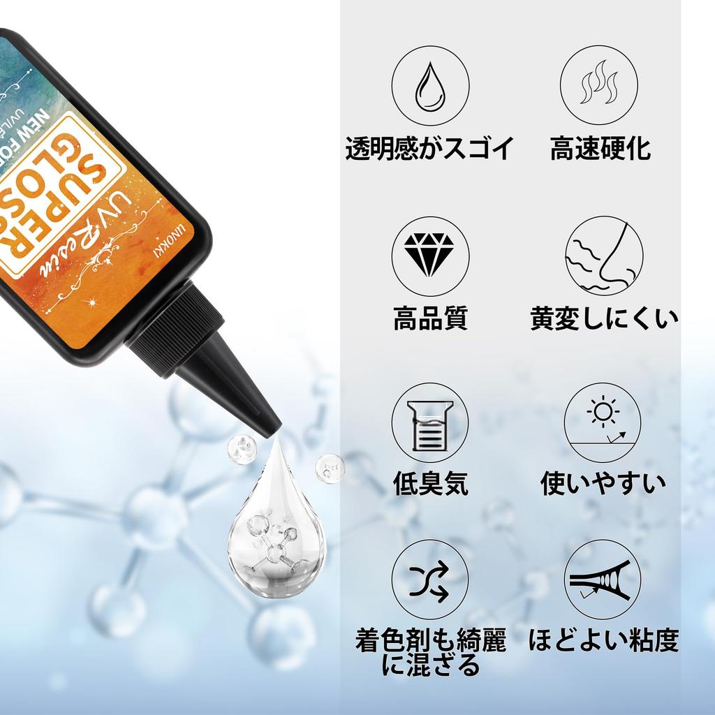 UNOKKI Harzflüssigkeit, Hohe Transparenz, 315g UV/LED-kompatibel, Großes Fassungsvermögen, Hohe Transparenz UV-Harzflüssigkeit, Geeignet für Schmuck, Klares UV-Harz