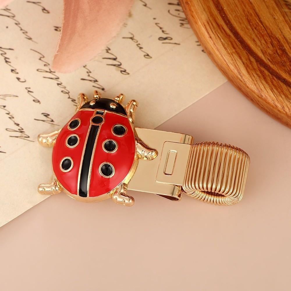 Anti-lost Ladybug Pen Holder Metal Pen Loop Holder Portable Spring Pen Clips  Stationery Supplies