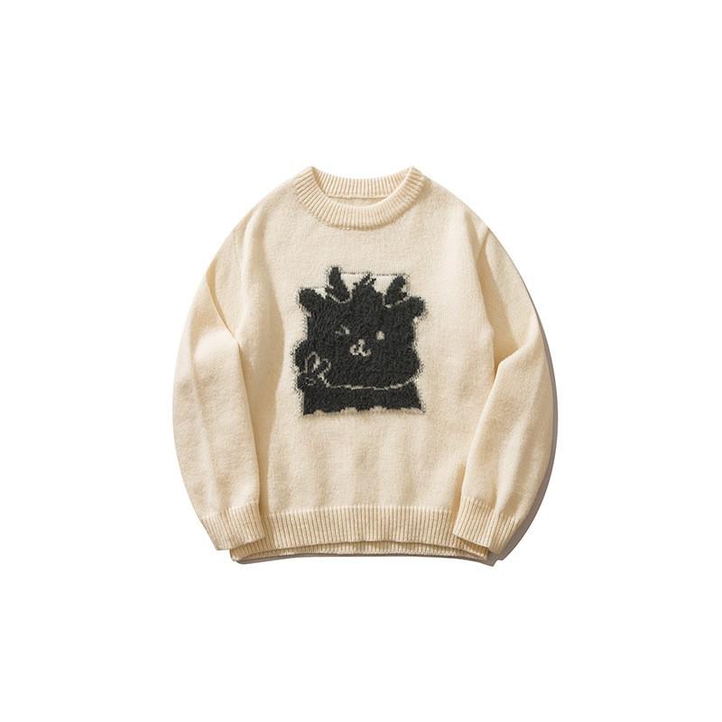 Kids Winter Knit Sweater Boys Girls Red Festive Design Loose Fit Round Neck Acrylic Warm Pullover